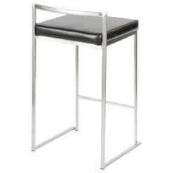 Lumisource Fuji Contemporary Stackable Counter Stool, Black Faux Leather, Set Of 2 -CHAMPRO shop d70173750ce5a52c 5677 w800 h800 b1 p0