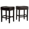 GDFStudio GDF Studio Chantal Backless Leather Stools, Set Of 2, Black, Counter Height: 26"