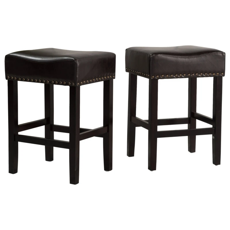 GDFStudio GDF Studio Chantal Backless Leather Stools, Set Of 2, Black, Counter Height: 26" 1 GDFStudio GDF Studio Chantal Backless Leather Stools, Set Of 2, Black, Counter Height: 26"