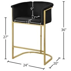 Meridian Furniture Donatella Velvet Stool, Black -CHAMPRO shop d8216a8002e98116 0338 w800 h800 b1 p0