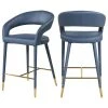 Meridian Furniture Destiny Counter Stool, Navy, Faux Leather