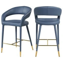 Meridian Furniture Destiny Counter Stool, Navy, Faux Leather