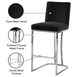 Meridian Furniture Heidi Velvet Stool, Black -CHAMPRO shop d881ea6002741481 4998 w800 h800 b1 p0