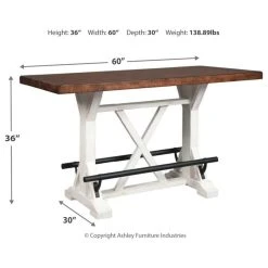 Ashley Furniture Industries Valebeck White And Brown Rectangular Counter Height Dining Room Table -CHAMPRO shop d8b19ea40f4042ca 4149 w800 h800 b1 p0