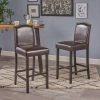GDFStudio GDF Studio Auburn Brown Leather Backed Bar Stools, Set Of 2