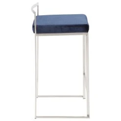 LumiSource Fuji Counter Stool Set Of 2, Blue, Stainless Steel Frame -CHAMPRO shop d981f2830a5e8f4a 5726 w800 h800 b1 p0