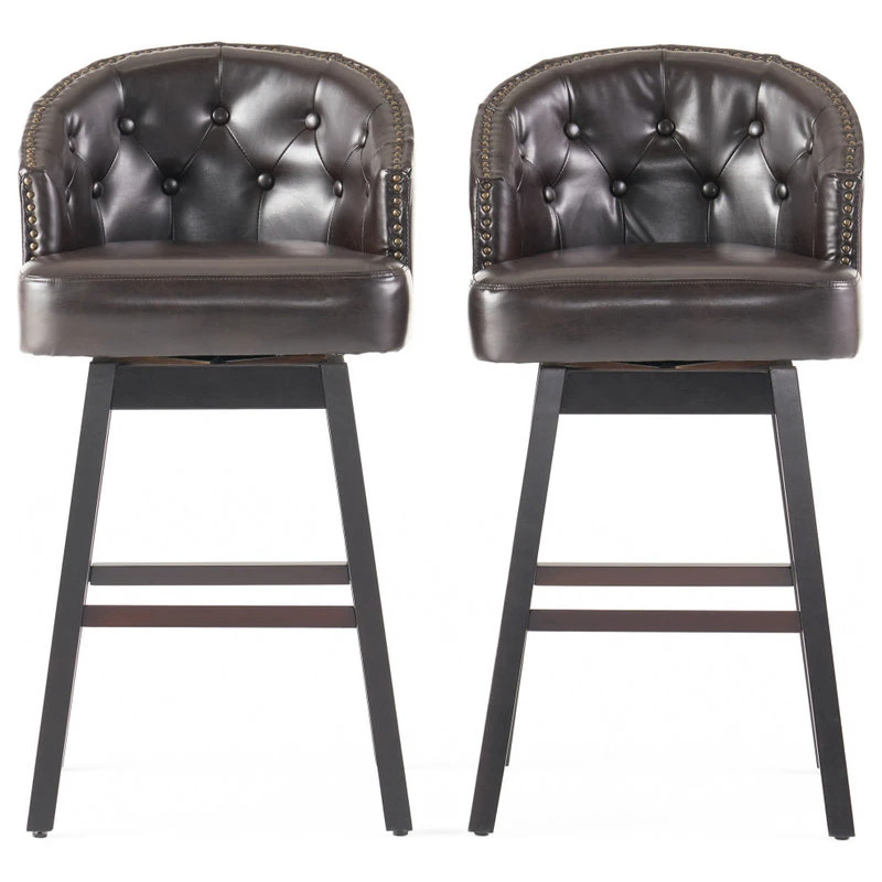 GDFStudio Westman Contemporary Tufted Swivel Barstools With Nailhead Trim, Set Of 2 1 GDFStudio Westman Contemporary Tufted Swivel Barstools With Nailhead Trim, Set Of 2