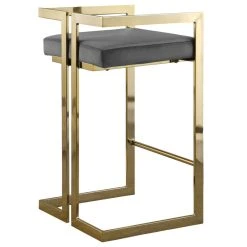 Meridian Furniture Ezra Counter Stool, Set Of 2, Gray Velvet, Gold Base -CHAMPRO shop dd11594402741733 5594 w800 h800 b1 p0