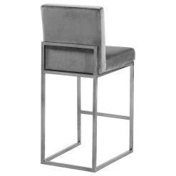 Meridian Furniture Giselle Velvet Counter Stool, Gray, Chrome Base -CHAMPRO shop dd21efc002741386 4811 w800 h800 b1 p0
