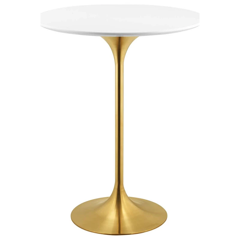 LexMod Lippa 28" Bar Table With Gold Base, White Top 7 LexMod Lippa 28" Bar Table With Gold Base, White Top - Image 7