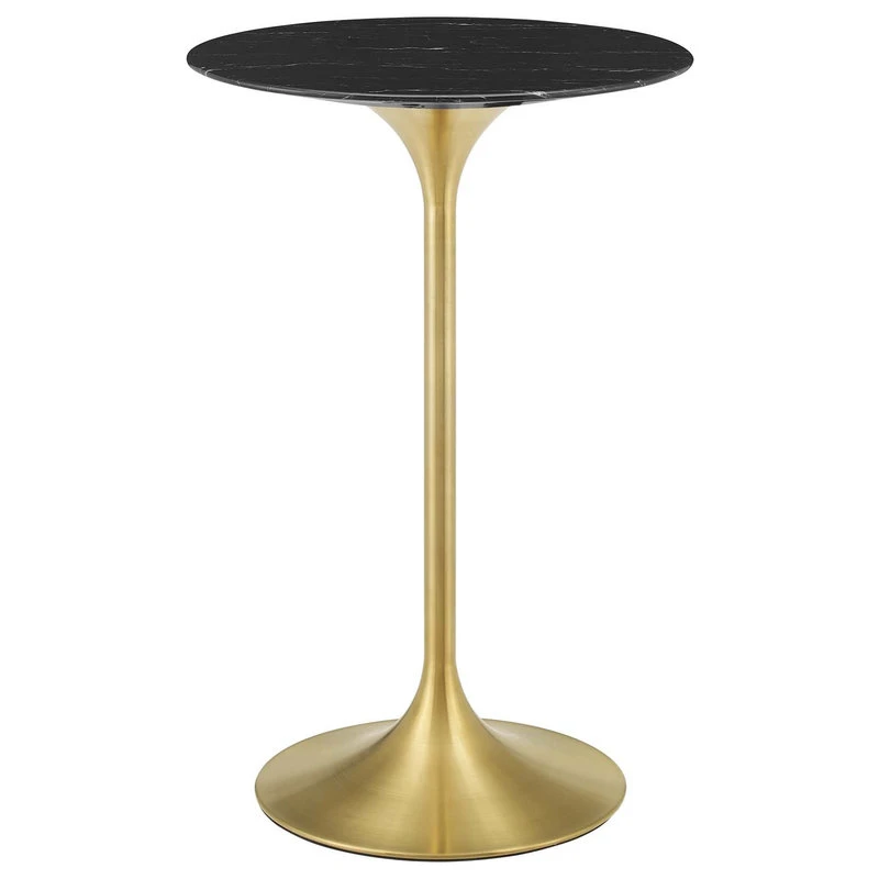 LexMod Lippa 28" Artificial Marble Bar Table, Gold Black 1 LexMod Lippa 28" Artificial Marble Bar Table, Gold Black