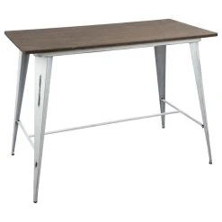 Lumisource Oregon Industrial Counter Table, Vintage White/Espresso