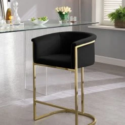 Meridian Furniture Donatella Velvet Stool, Black -CHAMPRO shop de5188fe0dd7086c 0338 w800 h800 b0 p0