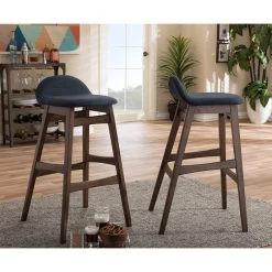 Baxton Studio Bloom Walnut Wood Finishing 30" Bar Stools, Set Of 2, Dark Blue Fabric 9 Baxton Studio Bloom Walnut Wood Finishing 30" Bar Stools, Set Of 2, Dark Blue Fabric -CHAMPRO shop df217bdd06f45bd7 4389 w800 h800 b0 p0