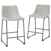 Walker Edison 24" Faux Leather Counter Stool, Set Of 2, Gray