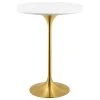 LexMod Lippa 28" Bar Table With Gold Base, White Top