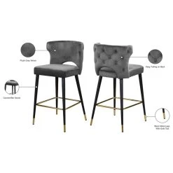Meridian Furniture Kelly Velvet Stool, Set Of 2, Gray -CHAMPRO shop e561def902741746 7426 w800 h800 b1 p0