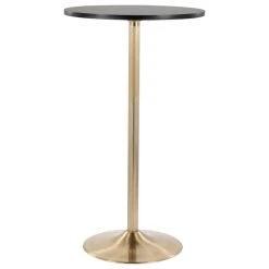 Lumisource Pebble Glam Adjustable Dining To Bar Table, Gold Metal/Black Wood
