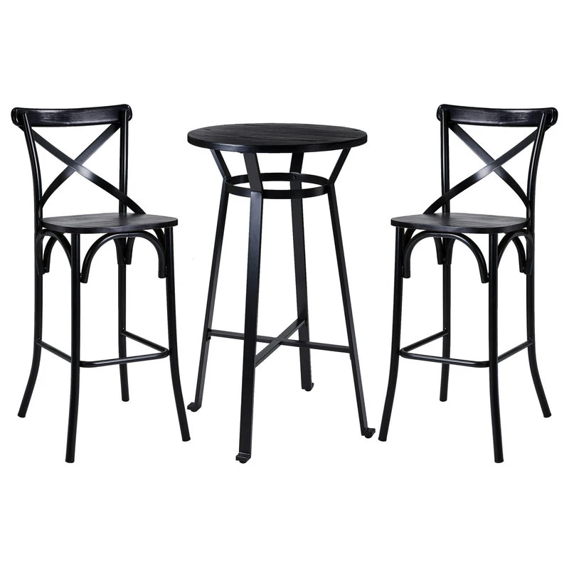 Glitzhome 3 Piece Pub Table And Bar Chair Set 1 Glitzhome 3 Piece Pub Table And Bar Chair Set