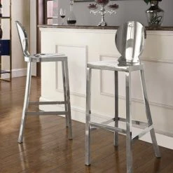 Meridian Furniture Maddox Chrome Stool, Chrome Stainless Steel