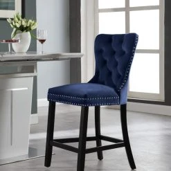 Meridian Furniture Nikki Velvet Stools, Set Of 2, Navy
