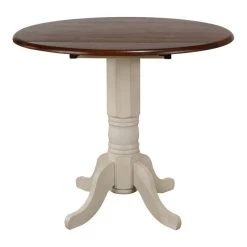 Sunset Trading Andrew 42" Round Extending Dropleaf Pub Table White/Chestnut Wood