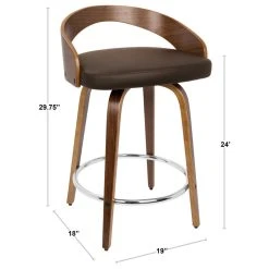 Lumisource Grotto Counter Stools With Swivels, Set Of 2, Light Gray Wood, Black, Pu, Chrome -CHAMPRO shop e9710cd20c4f35d9 1130 w800 h800 b1 p0