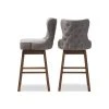 Baxton Studio Gradisca Brown Wood And Tufted Swivel Barstool, Set Of 2, Gray