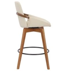 Armen Living Baylor Swivel Wood Stool, Faux Leather, Cream/Walnut, 26" Counter Height -CHAMPRO shop ea311ae70f591a52 9138 w800 h800 b1 p0