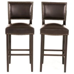 GDFStudio William Contemporary Bonded Leather Barstools, Set Of 2