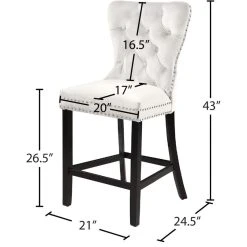 Meridian Furniture Nikki Velvet Stools, Set Of 2, Cream -CHAMPRO shop eb01ff430274113f 4026 w800 h800 b1 p0