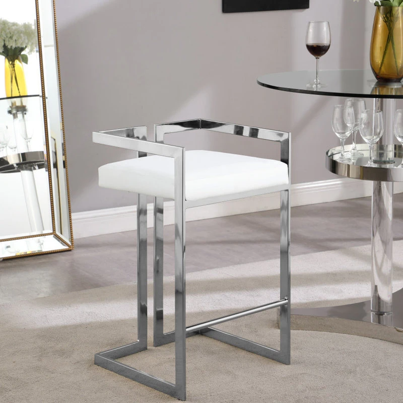 Meridian Furniture Ezra Counter Stool, Set Of 2, White Faux Leather, Chrome Base 5 Meridian Furniture Ezra Counter Stool, Set Of 2, White Faux Leather, Chrome Base - Image 5