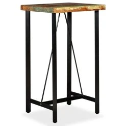 Vida XL International B.V. VidaXL Bar Table Polished 23.6" Steel Solid Reclaimed Wood Bistro Pub Dining -CHAMPRO shop eca1bf3e0ec74a37 9969 w800 h800 b1 p0