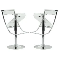 Leisuremod Napoli Plywood Bar/Counter Stool, Transparent Acrylic, Set Of 2
