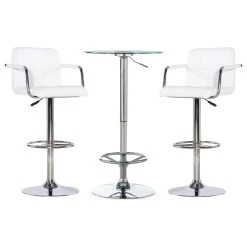 Powell Furniture Powell Jenna Quilted 3 Piece Pub Table Set With White Finish D1454B21PC3W