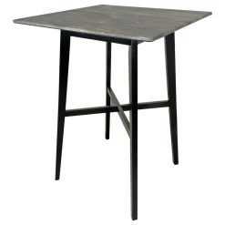 GDFStudio Kenilworth Modern Resin Square Bar Table, Paladina Marble/Black