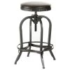 GDFStudio GDF Studio Brixton Adjustable Swivel Iron Bar Stool, Brown Leather