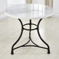 Steve Silver Claire Round Cafe Table - White Marble Top, Black Metal Base -CHAMPRO shop f1a1f9010125c1c4 4777 w800 h800 b0 p0