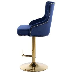 Meridian Furniture Claude Velvet Adjustable Stool, Navy, Gold Base -CHAMPRO shop f1d13970027414f4 2429 w800 h800 b1 p0