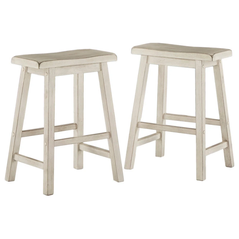 Inspire Q Kolton Saddle Stool, Set Of 2, Antique White, 24" Counter 1 Inspire Q Kolton Saddle Stool, Set Of 2, Antique White, 24" Counter