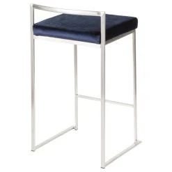 LumiSource Fuji Counter Stool Set Of 2, Blue, Stainless Steel Frame -CHAMPRO shop f291df850a5e8f4b 5726 w800 h800 b1 p0