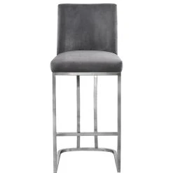 Meridian Furniture Heidi Velvet Stool, Gray