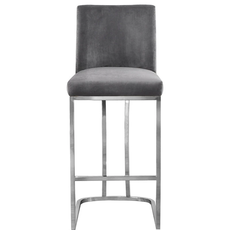 Meridian Furniture Heidi Velvet Stool, Gray 1 Meridian Furniture Heidi Velvet Stool, Gray