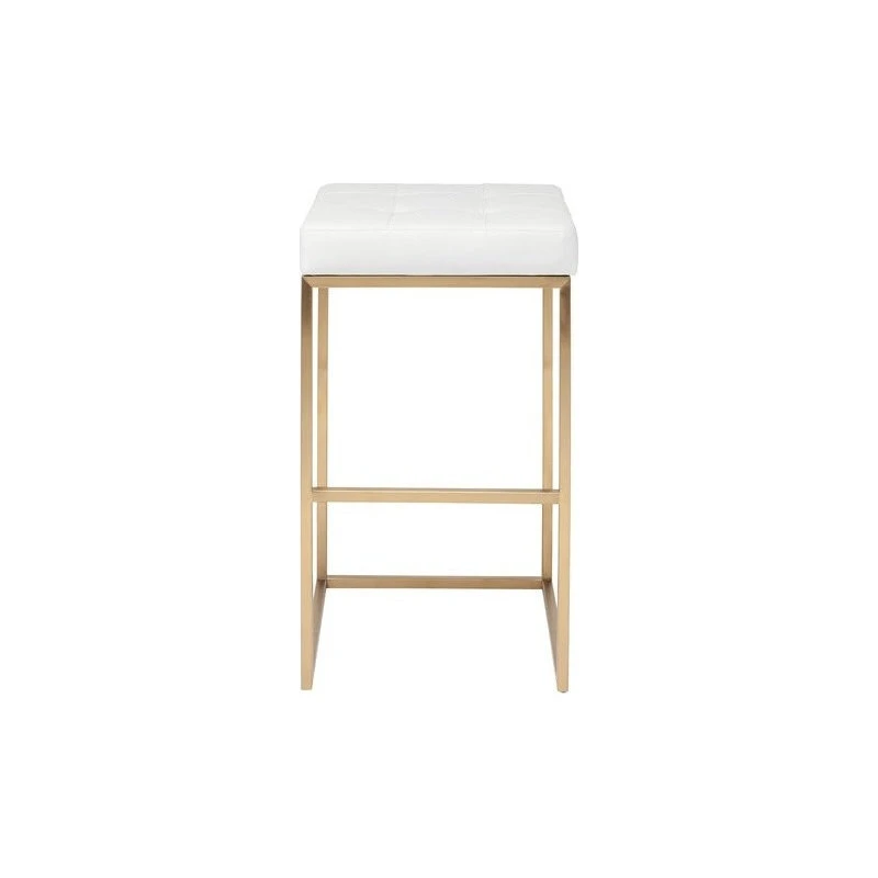 Nuevo Chi Stool, Seat: White, Frame: Brushed Gold, Bar Height 2 Nuevo Chi Stool, Seat: White, Frame: Brushed Gold, Bar Height - Image 2