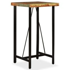 Vida XL International B.V. VidaXL Bar Table Polished 23.6" Steel Solid Reclaimed Wood Bistro Pub Dining -CHAMPRO shop f3e13c670ec74a38 9969 w800 h800 b1 p0