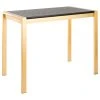 Lumisource Fuji Counter Table, Gold Metal And Black Wood Grain Top