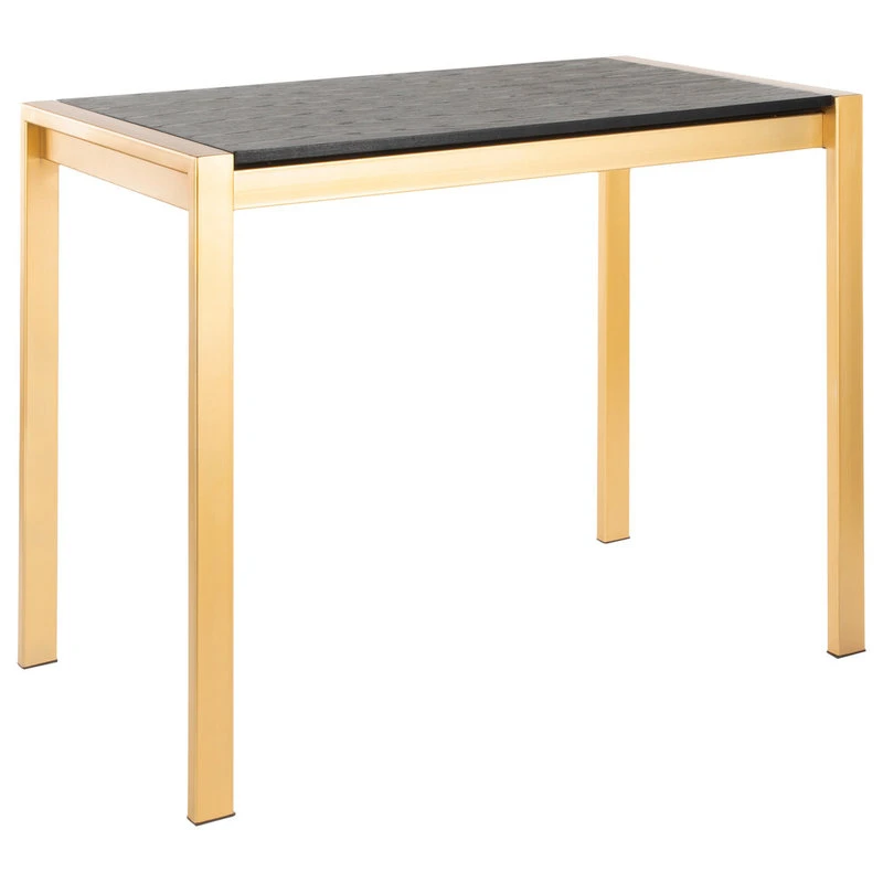 Lumisource Fuji Counter Table, Gold Metal And Black Wood Grain Top 1 Lumisource Fuji Counter Table, Gold Metal And Black Wood Grain Top
