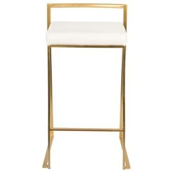 LumiSource Fuji Counter Stool Set Of 2, White, Gold Frame -CHAMPRO shop f521813509037f55 0233 w800 h800 b1 p0
