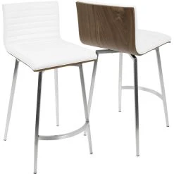 Lumisource Mason Swivel Counter Stool, Set Of 2, White