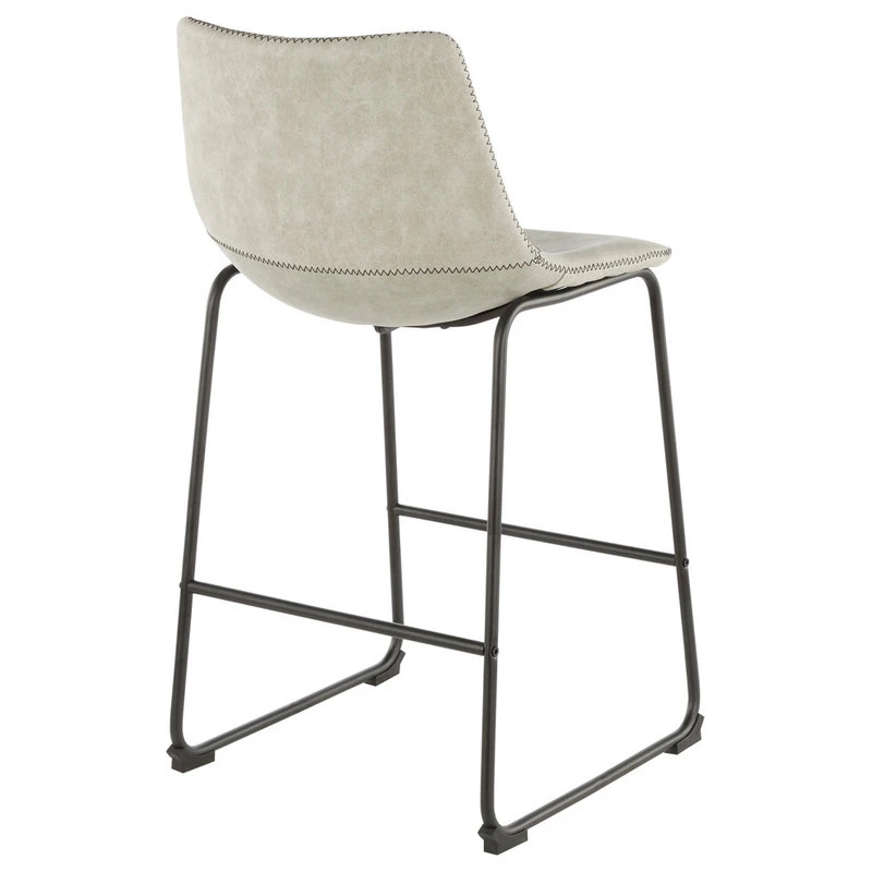 Lumisource Duke 26" Counter Stool, Black, Set Of 2, Light Gray Cowboy Fabric, Bl 3 Lumisource Duke 26" Counter Stool, Black, Set Of 2, Light Gray Cowboy Fabric, Bl - Image 3